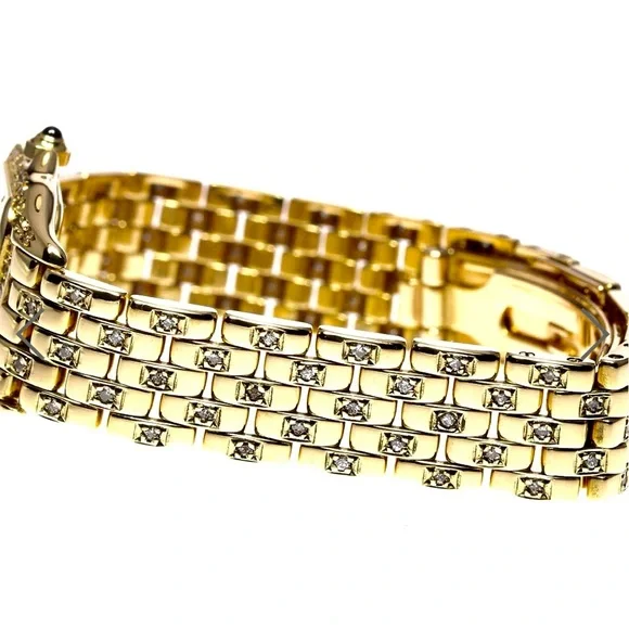 CARTIER PANTHERE 23mm Quartz 18K Yellow Gold 1.5TCW Diamond Watch Cream Dial - Picture 3 of 5